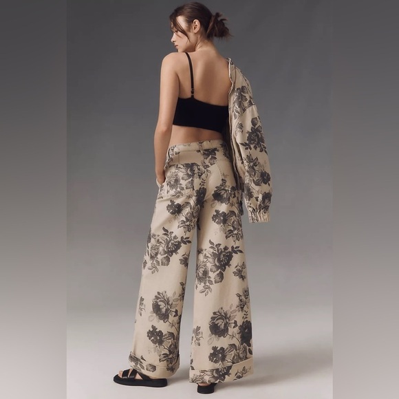 NWT! The Leon Double Hem High-Rise Wide-Leg Cuffed Jeans by Pilcro 🏀 - Picture 3 of 8